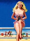 96787 Pin-Up Girl The Seashore Beach Ocean Pin Up Wall Print Poster UK