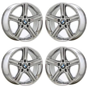 17" BMW 320 328 330 335 428 430 Bright Chrome wheels rims OEM set 71535 EXCHANGE - Picture 1 of 8