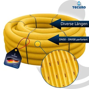 tecuro Drainagerohr, flexibel, gewellt und geschlitzt, DN 50 60 80 100, PVC-U - Bild 1 von 90