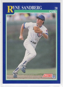 Ryne Sandberg 1991 Score Baseball Base Common #3 Chicago Cubs