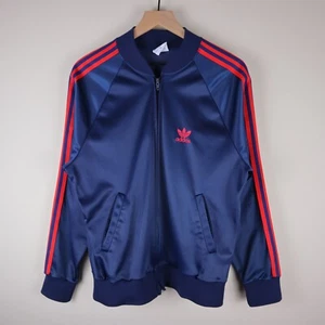 Vintage 80s Adidas ATP Keyrolan Trefoil Track Jacket Navy Red Medium 21.5x26 - Picture 1 of 20