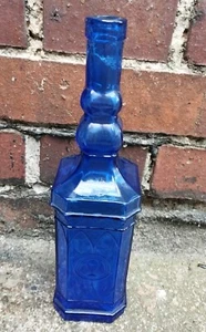 Vintage Glas Flasche Blau Muster Deko Dekorativ  - Bild 1 von 6