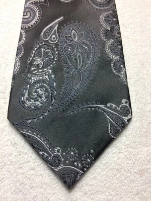 SEAN JOHN CORBATA HOMBRE NEGRO Y GRIS PAISLEY 3,75 X 58 NUEVA SIN ETIQUETAS  Foto 1 de 4