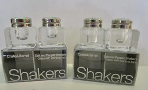 Crate & Barrel Individual Salt and Pepper Shakers - Glass with Stainless Tops - Picture 1 of 4