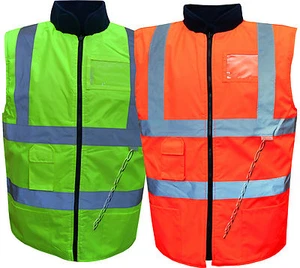 Chaqueta cálida para hombre Hi Viz Calentador de cuerpo reversible Impermeable Abrigo Ropa de trabajo Seguridad - Imagen 1 de 3