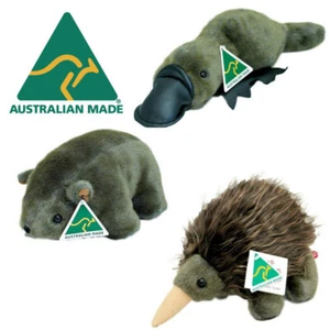 Australian Made Stuffed Toys x 3 - Platypus, Wombat & Echidna Great Gift Pack - Picture 1 of 3