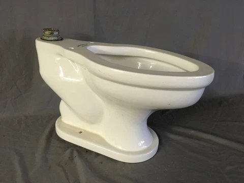 Antique Vitreous China White Porcelain Elongated Toilet Bowl Vtg Durock 08-20E Cover