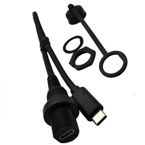 USB 3.1 Type C Male to Female Flush Panel Mount Extension Waterproof Cable Car - Picture 1 of 10