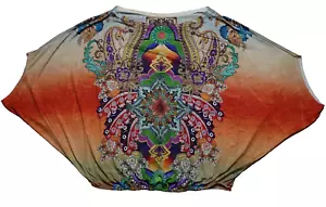 Amma Design Top Women Size Small Paisley Artsy Batwing Sleeveless Boho Oversized - Picture 1 of 10