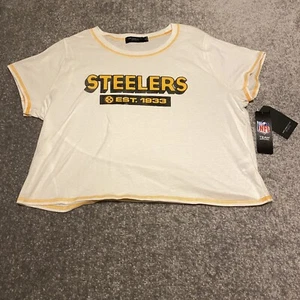 Pittsburgh Steelers Womens Shirt XXL White Short Sleeve Cropped Junk Food NEW - Picture 1 of 7