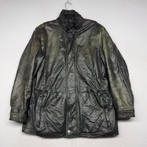 Andrew Marc Leather Jacket Mens Medium Black Wool Lined Coat Quilted Outdoor - Picture 1 of 14