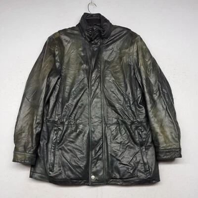 Andrew Marc Leather Jacket Mens Medium Black Wool Lined Coat Quilted Outdoor - Image 1 of 4