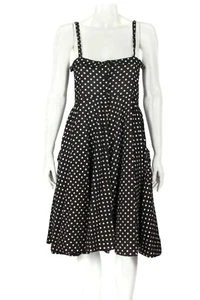 VOK Australia Black White Polka Dot Retro 50's Fit & Flare Dress sAU12 US10 /749 - Picture 1 of 5
