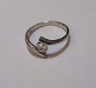 Sterling Silver Princess cut Cubic Zirconia Crossover ring 1.74g size S 1/2