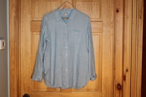 L.L. Bean Linen Tunic Shirt Womens Blue Button Down Top Lightweight Top - L EUC - Picture 1 of 4