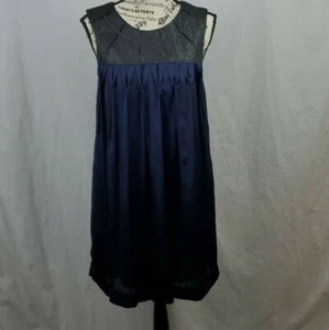 Miss Me Sleeveless Trapeze Dress Navy Blue Black Women's Medium - Picture 1 of 8