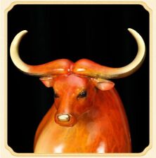 26cm,brass Copper home Feng shui animal fortune folk wealth bull ox niu statue