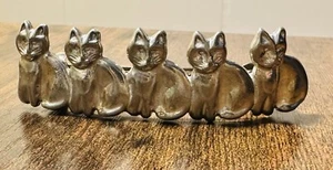 Vintage Sliver Cats In A Row Barrette Effect Sprung Hair Clip - Picture 1 of 5