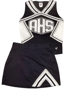 High School Cheerleader Uniform AHS 32 Top 25" Skirt Navy Blue Halloween Costume - Picture 1 of 14