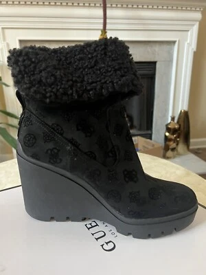 Botas de cuña al tobillo Guess negras de piel sintética para mujer - talla 8,5  Foto 1 de 4