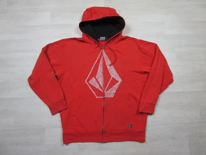 Vintage Y2K Volcom Stone Orange Full Zip Up Hoodie Sweatshirt Size (L) Skate - Picture 1 of 13