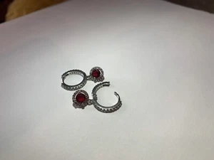 Brand New Genuine Pandora Red Round Sparkling Hoop CZ Earrings 292379C01 - Picture 1 of 8