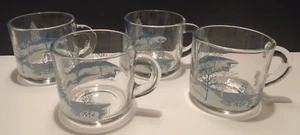 Anchor Hocking Clear Glass Coffee Mug Winter Scene 8 Oz. Set of 4 - Picture 1 of 7