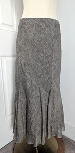 J.Jill Linen Long Maxi Paneled ALine Black Tweed Skirt Lined Zip Waist Sz XS EUC - Picture 1 of 14