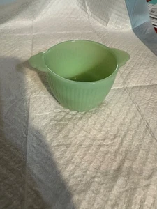 Vintage Jadeit Fire King geripptes Glas Jane Ray Zuckerdose grün - Bild 1 von 2