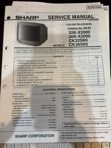 SHARP 32K-X2000 36K-X2000 CK32S60 CK36S60 TV Manual de Servicio ORIGINAL - Imagen 1 de 1