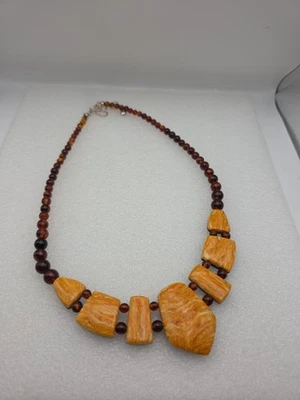 Collar reversible Jay King plata esterlina ámbar y naranja espinoso, 18" Foto 1 de 4