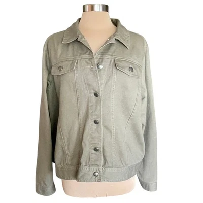 Chaqueta Denim Westbound Mujer Sarga Verde Oliva Talla 2X Informal Otoño Talla Grande Foto 1 de 4