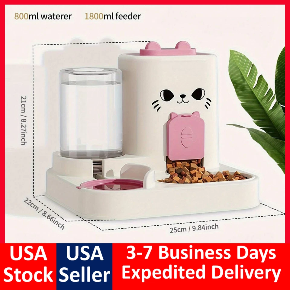 2 en 1 Dispensador de Alimentos para Gatos Agua y Alimentos Integrado Completamente Automático Alimentador para Gatos Foto 1 de 4