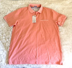 Denim Flower Ricky Singh Mens Polo Shirt 4 way Stretch Peach Pastel XL NWT - Picture 1 of 3