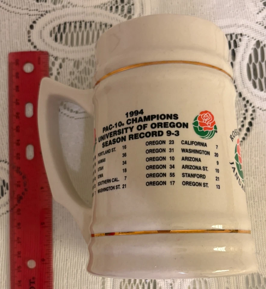Oregon DUCKS Football 1994 PAC-10 CHAMPIONS Ceramic MUG Tankard 6 "  CUP - Image 1 of 4