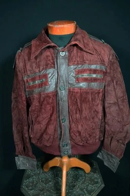 Chaqueta De Colección Para Hombre Años 80 Roja Gamuza y Cuero Talla Grande Excelente Estado Foto 1 de 4