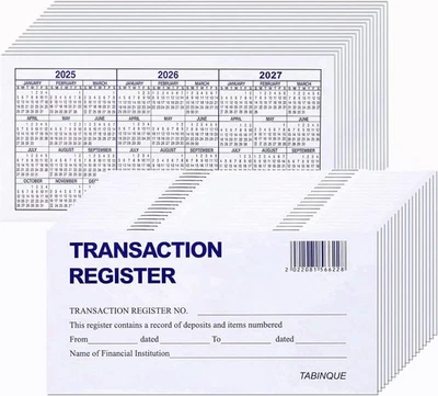 TABINQUE 24PCS Check Registers For Personal Checkbook, Easy to Read Checkbook Register