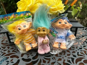 Lotto di 3 TROLLS 4” giocattolo vintage 1- matita grabber 2-NOS confezione originale HTF - Foto 1 di 6
