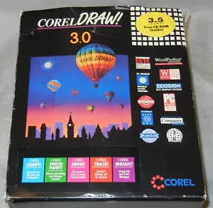 Corel DRAW! 3.0 Graphics Software CD 3.5 Box New in Box Complete Academic NOS - Picture 1 of 9