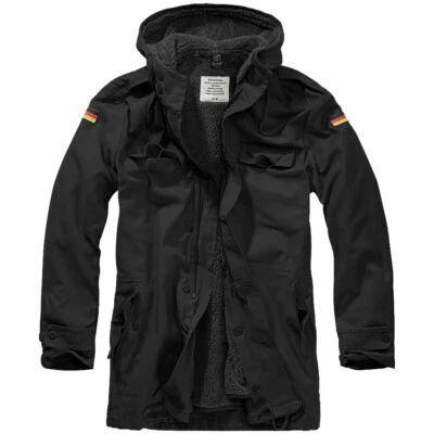 Brandit BW Parka Flag Hooded Travel Outdoor Warm Liner Vintage Warm Black 2XL/54 - Image 1 of 4
