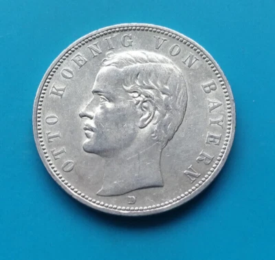 Bayern: 5 Mark "König Otto" 1902 -D- (gutes Bayern-Silber)!! - Bild 1 von 2