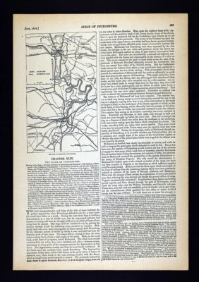 Mapa de la Guerra Civil Harper Battle Siege Petersburg y Richmond Virginia Battlefields Foto 1 de 2