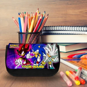 Sonic The Hedgehog Personalised Black Pencil Case - Add Name-PCB 1071 - Picture 1 of 3