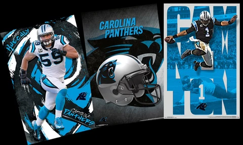 CAROLINA PANTHERS 3-POSTER COMBO SET - Cam Newton, Kuechly, Helmet-Logo POSTERS Cover