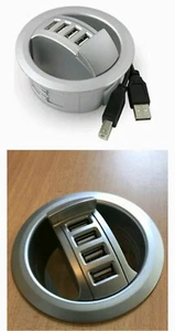 Front Access in Desk 4 Port USB Hub Silver RRP £39.99 Only £8.99 - Picture 1 of 2