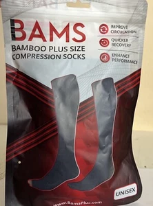 BAMS Unisex Bamboo Plus Size Compression Socks XL Navy - Picture 1 of 2