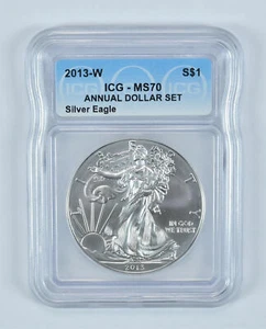 2013-W Burnished Silver Eagle Annual Dollar Set MS70 ICG - Picture 1 of 5