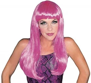 Lo último Rosa Glamour Payaso Peluca Larga Lisa Moda Pelo Vestir Escenario Fiesta TV - Imagen 1 de 9