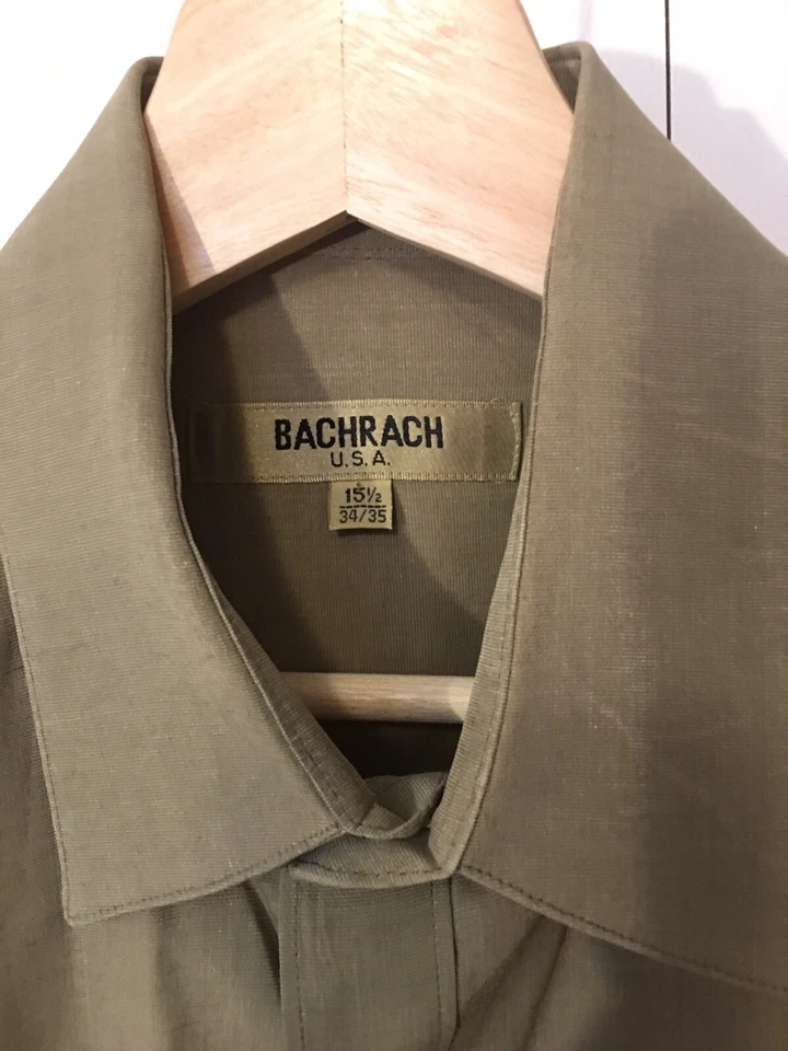 BACHRACH Mens Sz M Dress Shirt Khaki Button-down 15 1/2 x 34/35 Khaki - Image 1 of 4