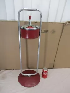 Vintage Mid-Century Standing Restaurant/Home Push Down Ashtray Ash Tray Red 30" - Picture 1 of 15